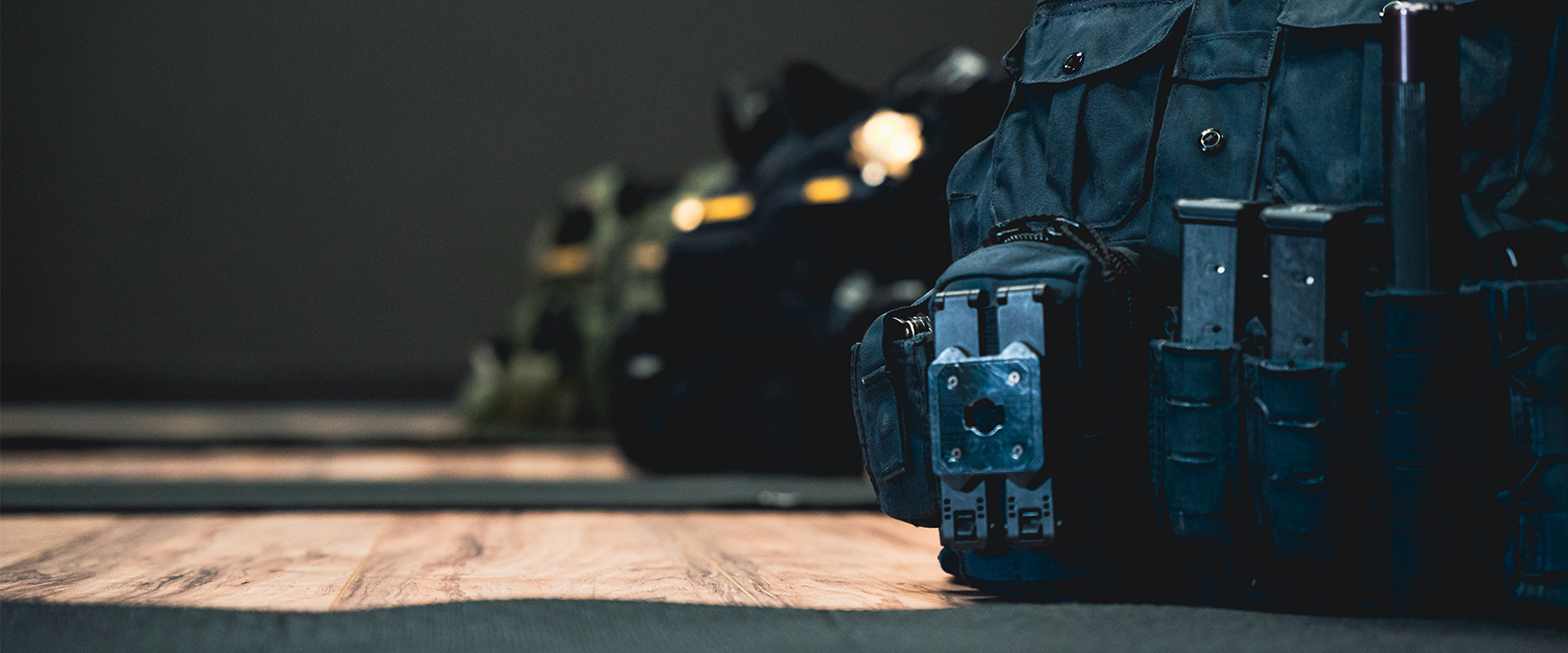 a police vest sitting on the ground